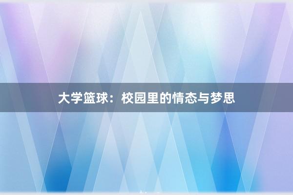 大学篮球：校园里的情态与梦思